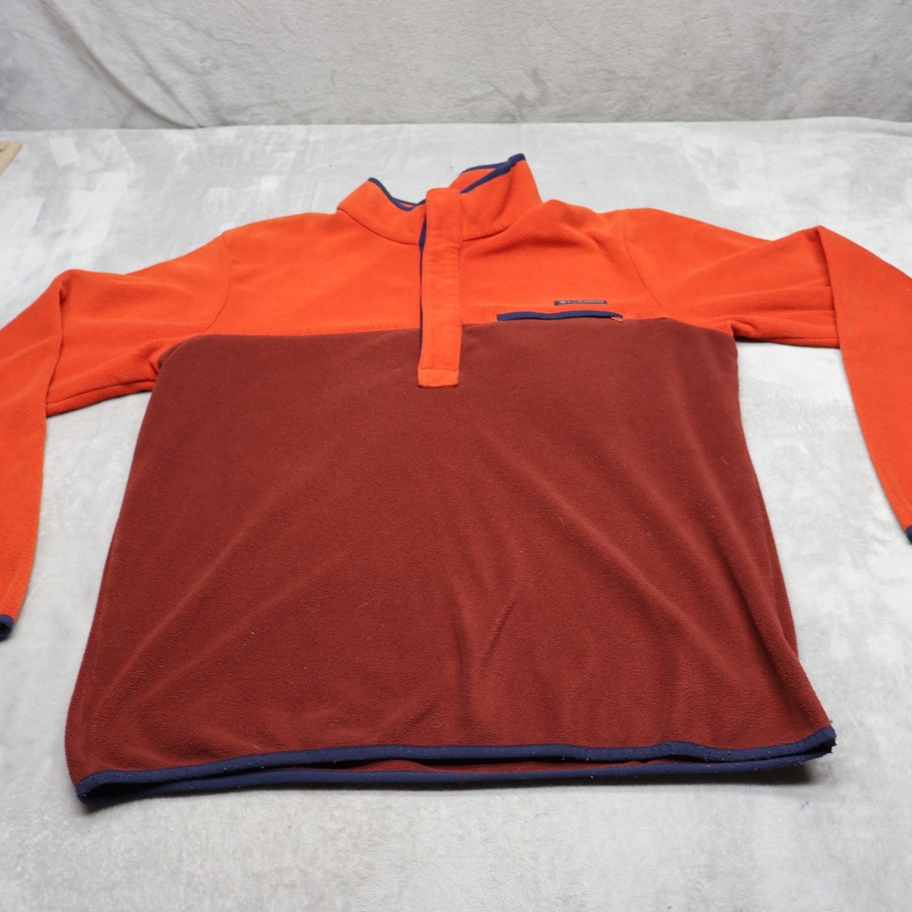 Columbia Sweatshirt Mens Medium Orange Mountain Side Fleece Snap Neck Pullover